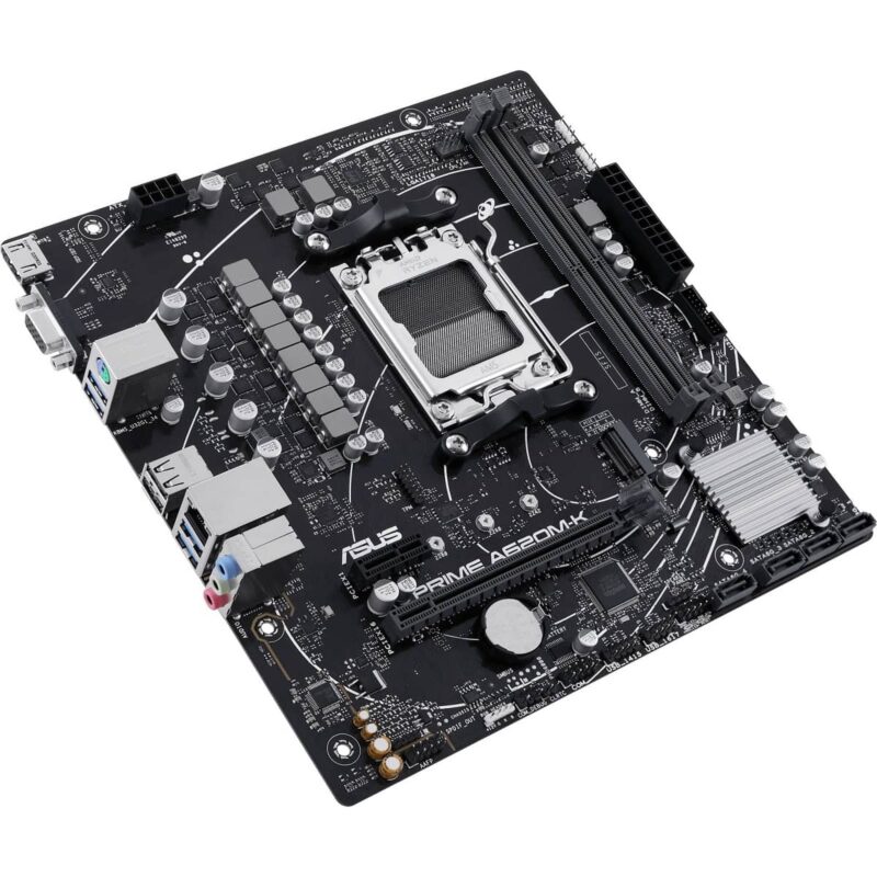 Asus PRIME A620M-K, AMD A620, AM5, Micro ATX, 2 DDR5, VGA, HDMI, GB LAN, PCIe4, 1x M.2